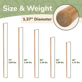 BambooMN Sturdy Bamboo Stick for Fitness, Yoga, Physical Rehabilitation. 1",1.1",1.18" & 1.375" Diameters. Available in Bulk Quantities