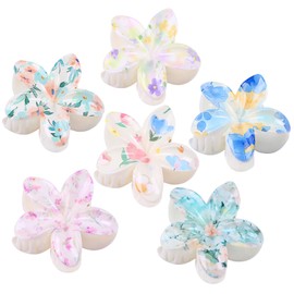 6 Pack Flower Hair Clips for Women - Cute Floral Claw Clips for Girls, Non-Slip Grip, Thick & Thin Hair Accessories, Large Fashion Hairpins for Daily Styling & Gifts
