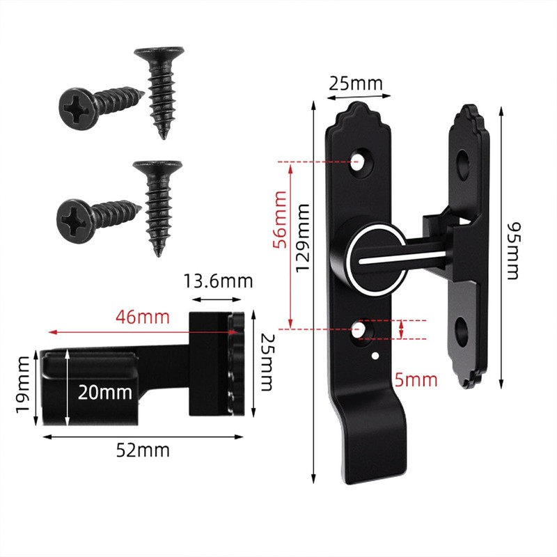 LISHAN 90 Degree Sliding Door Latch, Replaceable Patio Door Handle
