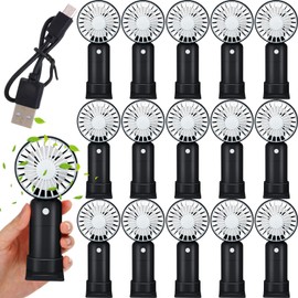 Woanger 30 Pcs Mini Handheld Fan Bulk 3 Speeds USB Handfans Electric Eyelash with Base Battery Operated Small Portable Desk Fan for Wedding Travel Camping (Black)