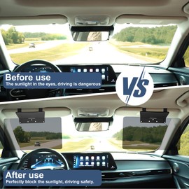 NAZZO Polarized Sun Visor Extender for Car, Adjustable PC Sunshade Lens, Sun Visor Extension Blocker, Glare, UV, Stray Light, Snow Blindness Protector, Safe Driving, Universal for Car SUV, Gray