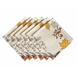 Yourtablecloth 100% Cotton Cloth Thanksgiving Dinner Table Napkins -Soft & Vibrant Napkins 20 x 20 Set of 6 (Give Thanks)