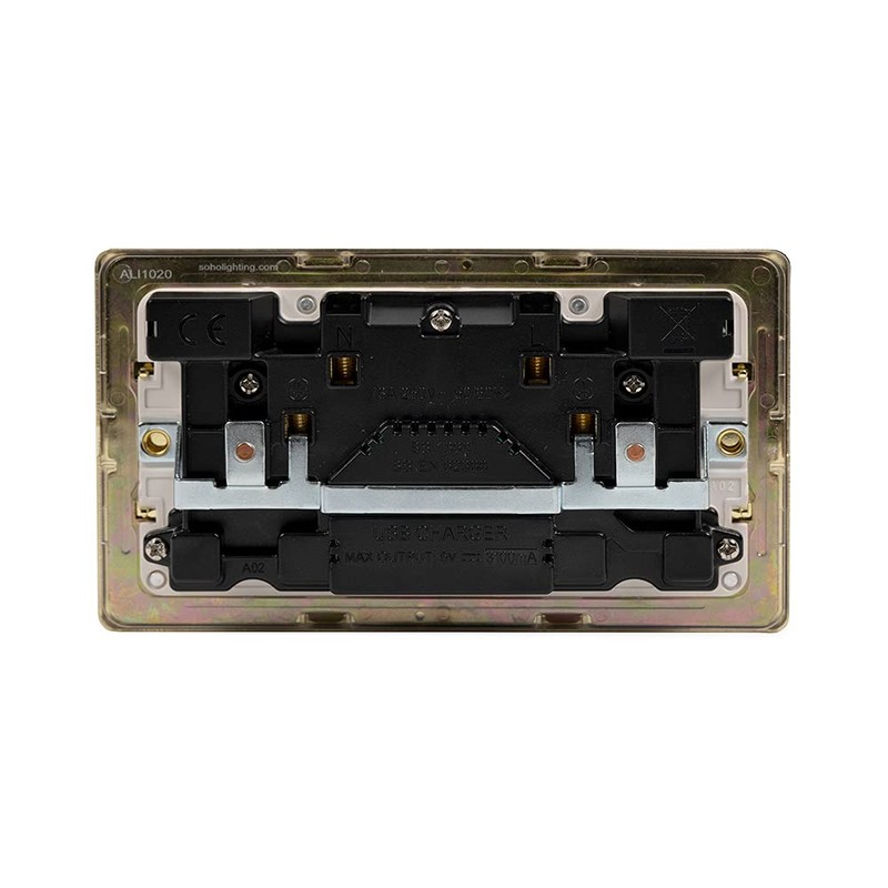 Soho Lighting Brushed Brass 2 Gang USB A + C