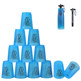 Cyfie Sports Stacking Cup, Flying Cup, Stacking Cup, Handbag Included, Hole, Quick Stacking, Practice, Competitions, Thick, Plastic, Suitable for Beginners, Set of 12, Japanese Instruction Manual Included (Blue)