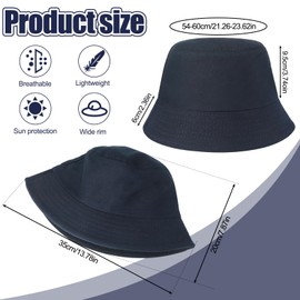 ViEinkaufen Bucket Hat Women Men Reversible Cotton Fisherman Sunshade Caps Summer Beach Sun Hats for Holidays Hiking Camping Shopping Navy Blue White