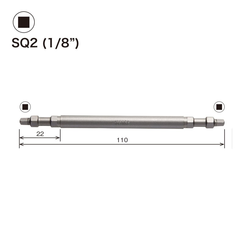 Vessel A14SQ2110 Square Double-ended Bit SQ2 x 110 2