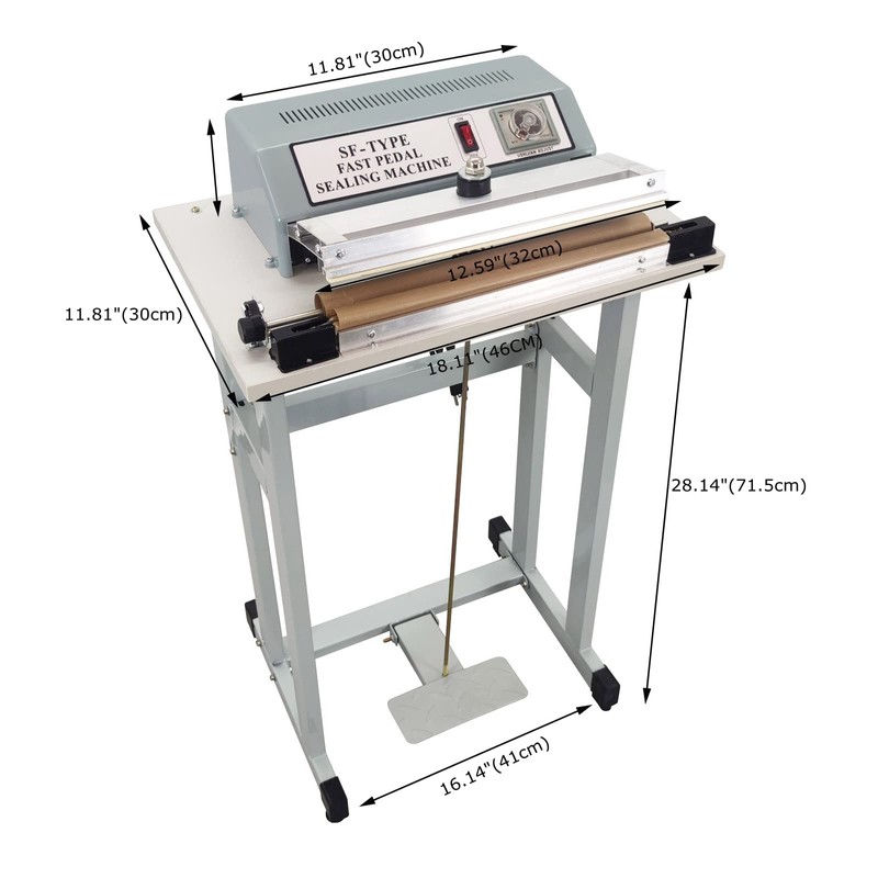 INTBUYING 110V Foot-pedal Sealing Machine with cutter Foot-pedal Sealer 3mm/0.6mm