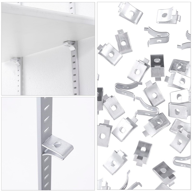 Isslly 40pcs Cabinet Shelf Clips, Metal Adjustable Shelf Bracket Clips,
