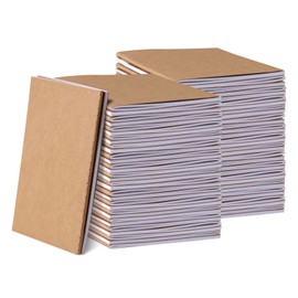 Ddaowanx 100 Pack Mini Kraft Paper Notebook Journal Blank Sketchbooks Notepad for Kids, Students, Travelers, School Supplies, 48 Pages, 24 Sheets,4.13 x 5.5 Inch