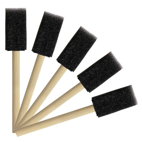 Tupalizy 1 Inch Sponge Brushes for Painting DIY Crafts Foam Paint Brush with Wooden Handles for Staining Stencils Art Project Decoupage Acrylics Varnishes Enamel Wood Smooth Surface (5PCS)