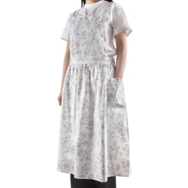 Small snail Japanese Style Cotton Apron Floral Aprons Adjustable Cross Back Women Pinafore with 2 Pockets for Gardening Painting Cleaning Cooking