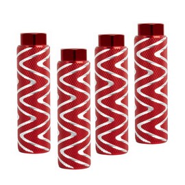 KINSPORY 4PCS Bike Pegs for 3/8 inch Axles, Aluminum Alloy Anti-Skid BMX Bicycle Pegs for Mountain Bike Backseats Stands Cycling Rear Stunt Pegs (Red, W' Shape)