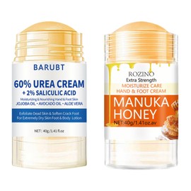 Urea Foot Moisturiser Cream 60 Percent, Foot Repair Cream for Cracked Heels and Dry Hard Skin, Heel Balm for Callus Remover Treatment, Feet Deep Mender Creams with Salicylic Acid (Urea&Honey, 2PCS)