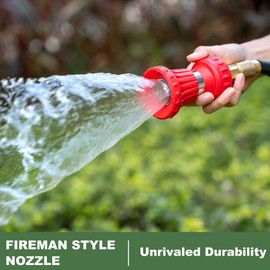 FANHAO Fireman Style Garden Hose Nozzle, Heavy Duty Fire Water Nozzle, High Power Leak Proof Adjustable Hose Sprayer Nozzle for Lawn/Garden Watering, Patio Cleaning, Car & Pets Washing | FANHAO