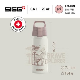 Sigg - Borraccia in alluminio per bambini – WMB ONE Brave Safari – Adatto per bevande gassate – A prova di perdite – Leggerissima – Senza BPA – Certificazione climatica – Sport & Scuola – Bianco