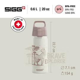 Sigg - Borraccia in alluminio per bambini – WMB ONE Brave Safari – Adatto per bevande gassate – A prova di perdite – Leggerissima – Senza BPA – Certificazione climatica – Sport & Scuola – Bianco