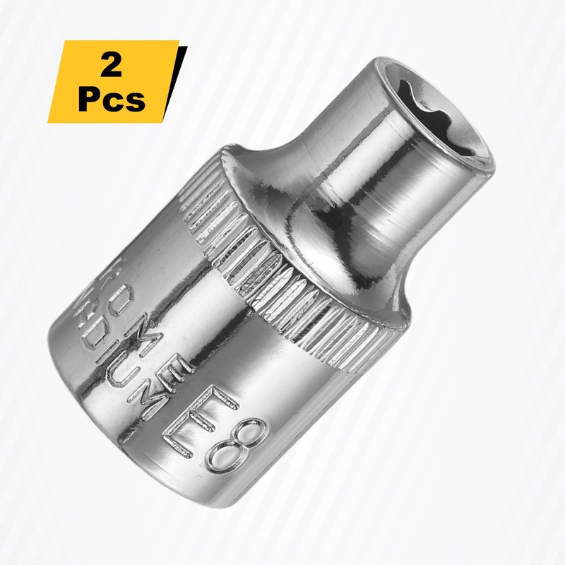 sourcing map 2pcs E-Torx Socket 3/8" Drive E8 External Torx