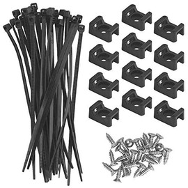 BGTXINGI Pack of 100 Cable Tie Holders Cable Clip Organiser and 100 Pieces Cable Ties with 100 Pieces Flat Head Screws Cable Management for Office and Home Black (Size 1)