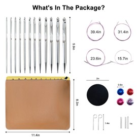 Tunisian Crochet Hooks Set Interchangeable with Case - 26pcs Metal Afghan Knitting Needles Kit 3mm-10mm with Long Cable & Ergonomic Grips