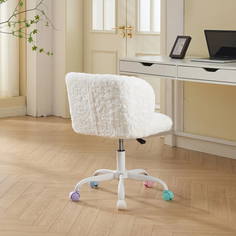 Artificial Rabbit Hair Chair with Metal Base,Adjustable Desk Chair Swivel