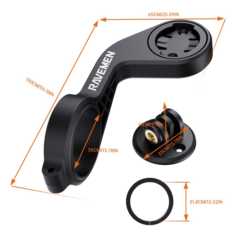 RAVEMEN AOM01 Bike Computer Mount, Out-Front Bike Computer Mount Compatible
