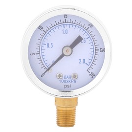 1/8in BSP Hydraulic Pressure Gauge 0-30psi 0-2bar Mini Dial Water Oil Compressor Meter, Pressure Gauge