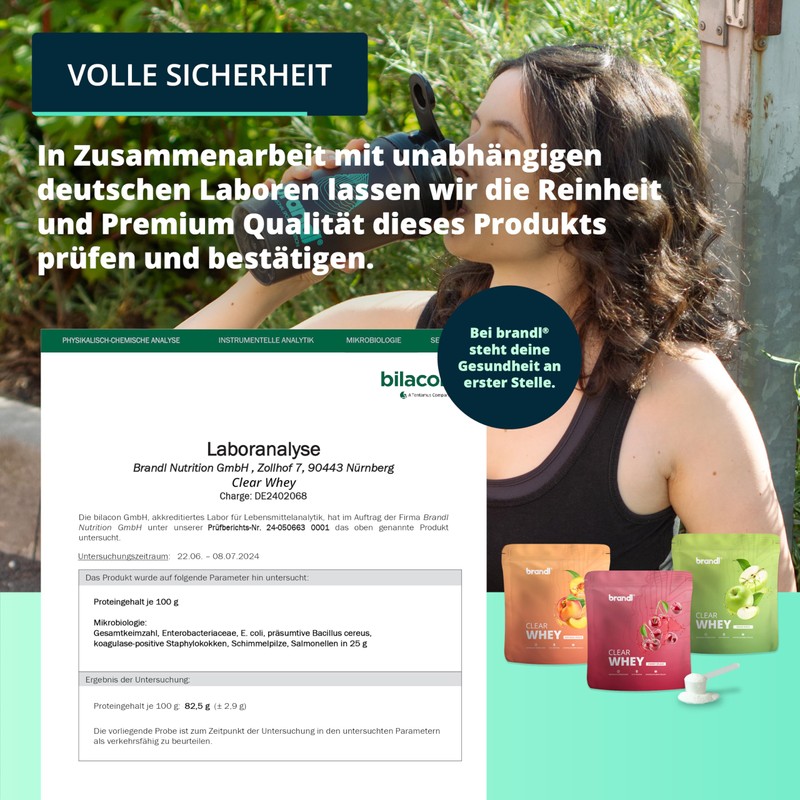 brandl Clear Whey Isolate ohne künstliche Süßstoffe | 80% Eiweiß