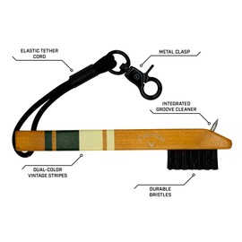 Callaway Heritage Wood Golf Club Brush with Groove Cleaner, Green/Ivory