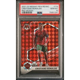 Cristiano Ronaldo 2021-22 Panini Red Mosaic World Cup Card #114 Graded PSA 10