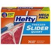 Hefty Slider Freezer Kitchen Storage Bags, Quart Size, 74 Count