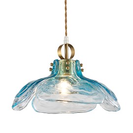 DLCL Pendant Light Fixtures 12.99" D, Glass Hanging Pendant Lights, Pendant Lighting for Kitchen Island Living Room Hallway Bedroom, 1-Light E26 Base, Blue