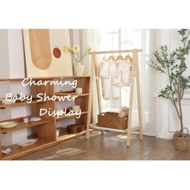 VOGUSLAND Dress up Rack, Child Garment Rack, Kids Clothing Rack with Storage Shelf (Natural Pine, 29.5" L x 14.5" W x 43.7" H)