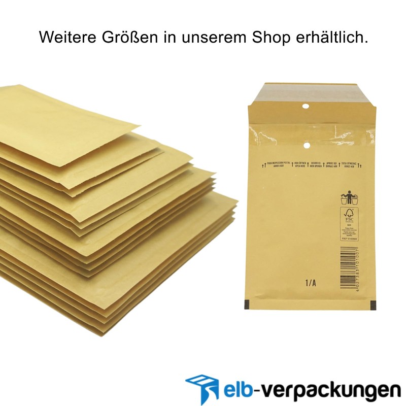 Pack of 50 Bubble Envelopes in Brown – 1/A –