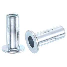 sourcing map M10 Multi-Grip Rivet Nuts, 10pcs Pre-Bulbed Shank Flat Head Threaded Insert Nut Carbon Steel Plus Nuts for Construction Industrial
