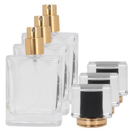 Perfume Bottle, Refillable Glass Spray Bottle Clear Liquid Atomizer Container Holder Empty Perfume Spray Bottle Mini Portable Travel Atomizer 3 X 50ml (Black)