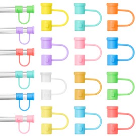 36Pcs Silicone Straw Tips Cover, Reusable Drinking Straw Covers Cap, Colorful Straw Plug Dust-Proof Drinking Straw Topper for 6-8mm Straws Home Kitchen Party Decor, 12 Colors (36pcs for 6-8mm)