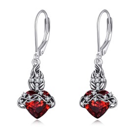 JBAERD Sacred Heart Earrings Sterling Silver Sacred Heart of Jesus Dangle Earrings Sacred Heart Jewelry Gifts for Women, Sterling Silver, No Gemstone