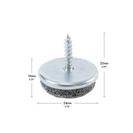 haggiy Felt Gliders - Parquet Glides for Screwing (Phillips Head) Round 24 mm (Pack of 16)