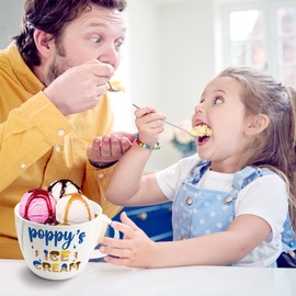 Fathers Day Poppy Gifts, Gifts for Grandpa from Grandkids, Poppy's Ice Cream Bowl Scoop Shovel Spoon Set, Poppy’s Ice Cream Birthday Grandparents Day Gift for Him Man