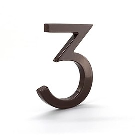 4 Inch Modern House Number, Floating House Number, Easy to Install, Address Number Store (3, Roman Bronze)
