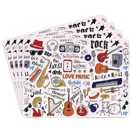 Lesser & Pavey Pack of 4 Musical Table Place Mats | Place Mats For Table With Musical Designs | Table Mats For All Types Of Kitchens - Love Music