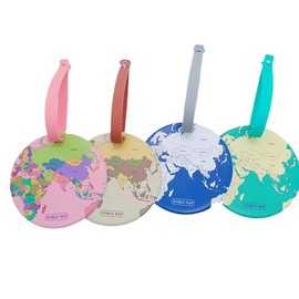 Luggage Tags,4 PCS Cute Round Luggage Tags World map Travel Luggage Suitcase Labels Suitcase Tags Unique Luggage Tags Travel Accessories for Checked Luggage Hand Luggage and Handbags