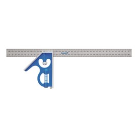 Empire E280IM Heavy Duty Professional Combination Square Inch and Metric Graduations, Etched Stainless Steel Blade, True Blue Vial, 16-Inch