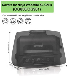 Newbob Cover for Ninja Woodfire XL Grill, 420D Oxford Waterproof Cover for Ninja Woodfire Pro XL BBQ Grill OG850/OG901 Outdoor Use Woodfire Accessories XSKOGXLCVREU, 61x55x42cm