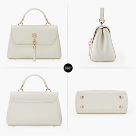 VICTORIA HYDE Women's Small Satchel Handbag Crossbody Purse Top Handle Bag (White)