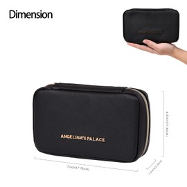 Angelina's Palace Small Waterproof Jewelry Organizer Case Vegan Leather Travel Storage Bag Bridesmaid Gifts for Necklace Earring Bracelet Ring(black)