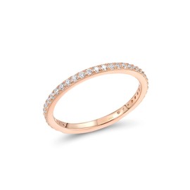 Santuzza 925 Sterling Silver Stackable Ring White Cubic Zirconia Engagement Wedding Band Stacking Ring for Women (7, Rose Gold Palted)