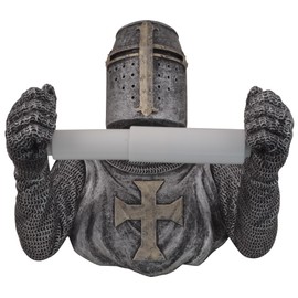 Crusader Toilet Roll Holder Bronze Silver with Plastic Holder Hand Painted