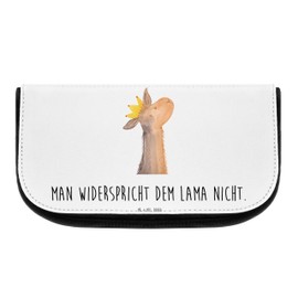 Mr. & Mrs. Panda Cosmetic Bag Lama Head King, White, Hand Drawn