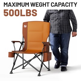 TIMBER RIDGE Oversized Folding Camping Chair High Back Heavy Duty for Adults Support up to 500lbs with Cup Holder, Side Pocket Cooler Bag